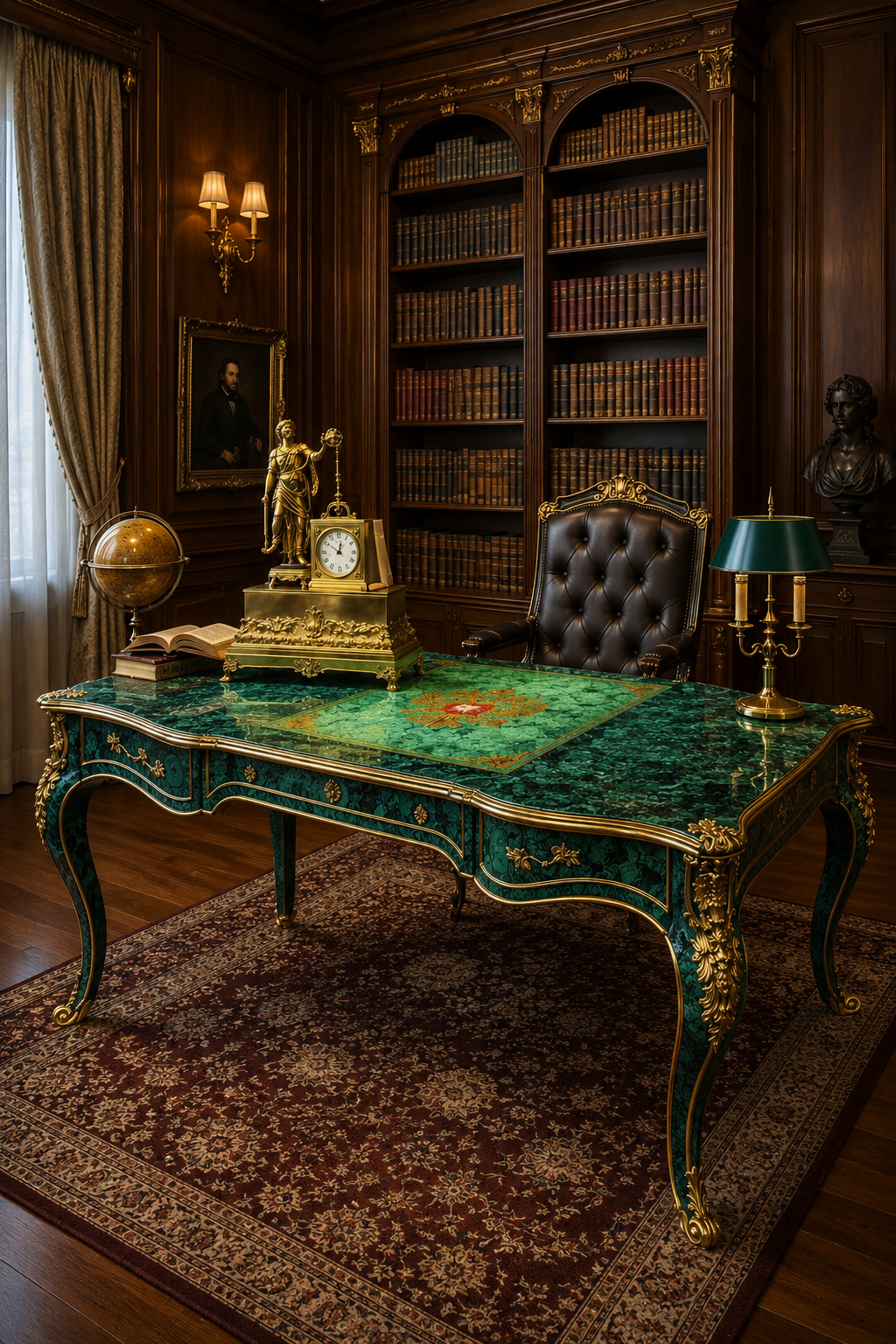 Bàn làm việc Malachite Louis Bàn làm việc Malachite Louis