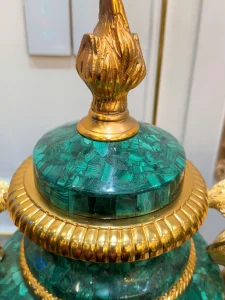 Đôi Bình Cup Malachite Đế Đá 80cm