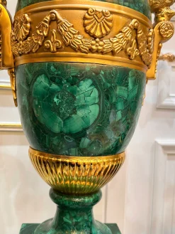 Đôi Bình Cup Malachite Đế Đá 80cm