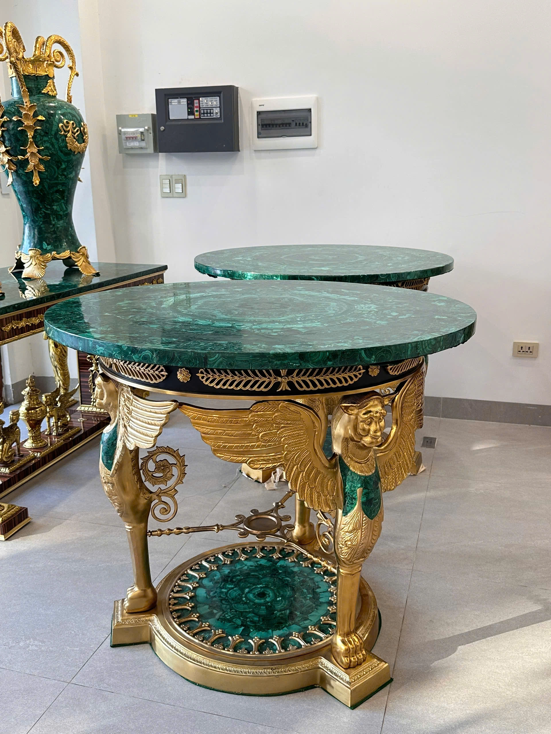 Đôn Tròn Đá Malachite Đôn Tròn Đá Malachite